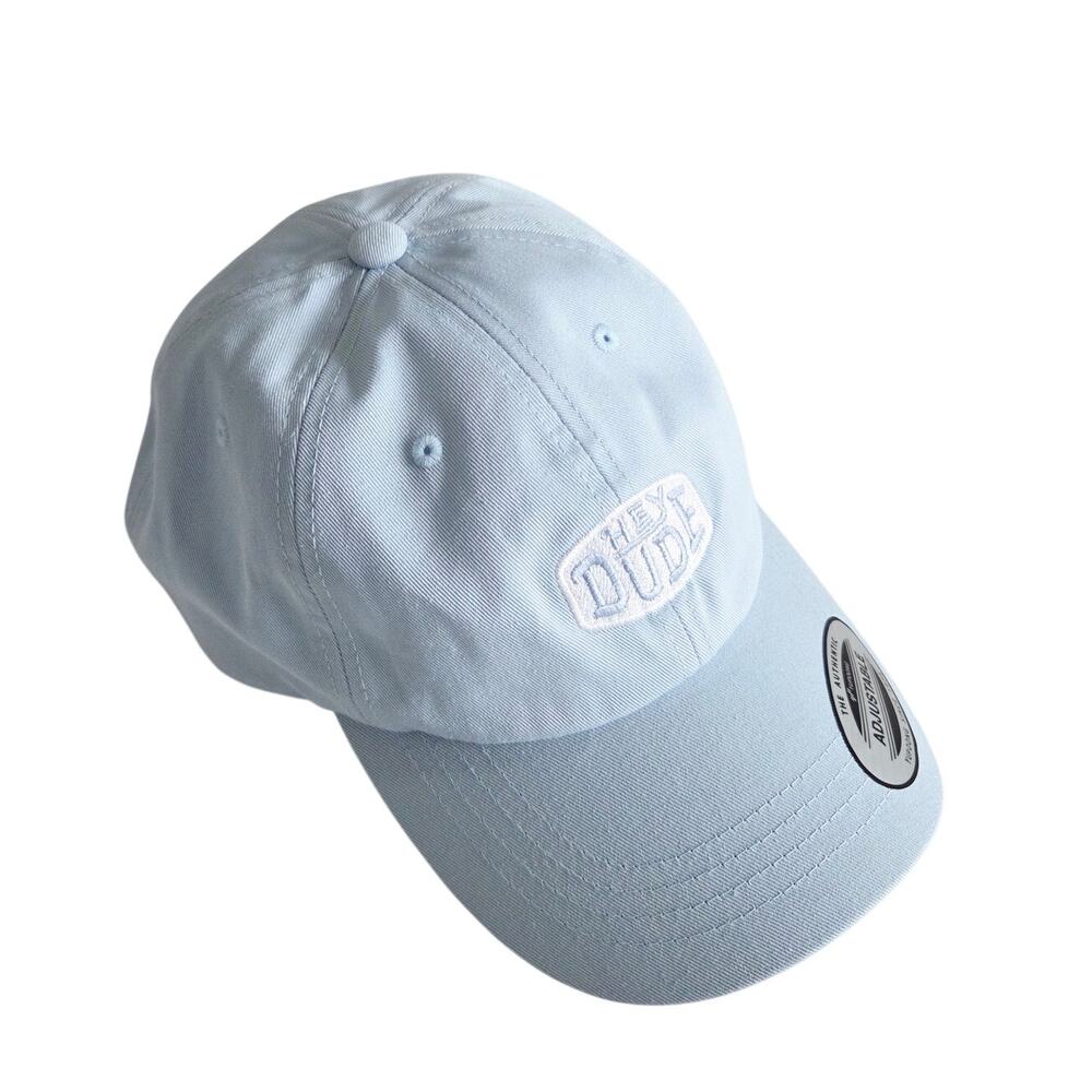New Yupoong Classic Light Blue "HEY DUDE" Embroidered Dad Hat Cap OS Unisex 